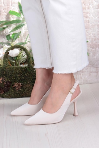 Fort 086-5030 Fls Önü Kapalı Baskılı Arkası Açık Topuklu Ayakkabı Ten