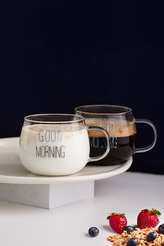 Porsima 2088 Borosilikat Isıya Ateşe Dayanıklı Cam Kulplu Çay Bardağı Kahve Bardak Kupa Şeffaf 400 Ml Şeffaf