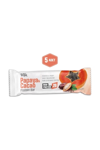 Papaya Ve Kakao Aromalı Protein Bar 45 G Protein İçeren Atıştırmalık Ve Sporcu Barı 5 Adet