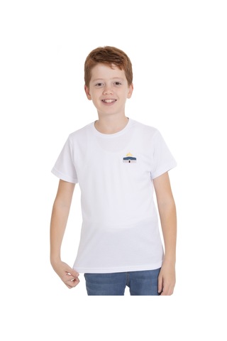 Zaytoon Unisex Çocuk Kısa Kollu Yan Renki Kübbet'ü Sahra Nakışlı Tişört Beyaz