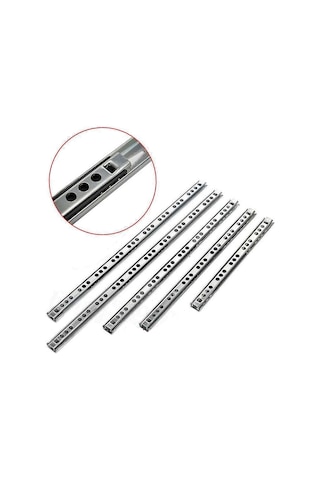 Aletçantam 17mm Teleskopik İnce Çekmece Rayı - 34cm (2 parça set) Gri