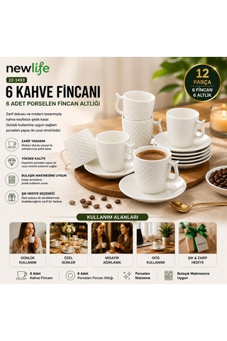 12 Parça Porselen Kahve Fincanı 5705 çok renkli