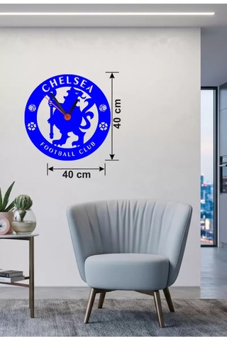 Chelsea Fc Logolu Ahşap Duvar Saati - 40x40 Cm Taraftar Hediyesi Belirtilmemiş