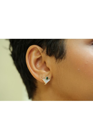 Reis Kuyumculuk T10037 Prego Green Earring Altın Küpe