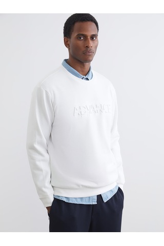 Lcw Vision Beyaz Bisiklet Yaka Baskılı Erkek Sweatshirt