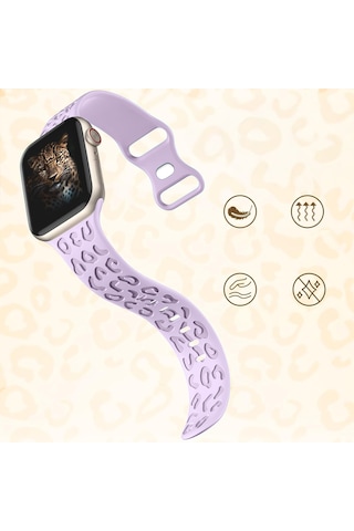 Apple Uyumlu Watch 44 45 46mm Leopar Desenli Yumuşak Silikon Kordon Seri 2 3 4 5 6 Se 7 8 9 10