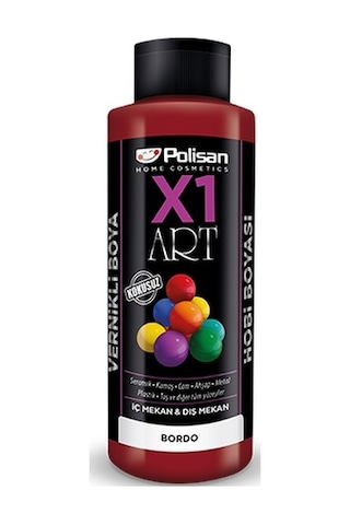 Polisan X1 Art Vernikli Hobi Boyası Bordo 120 ML