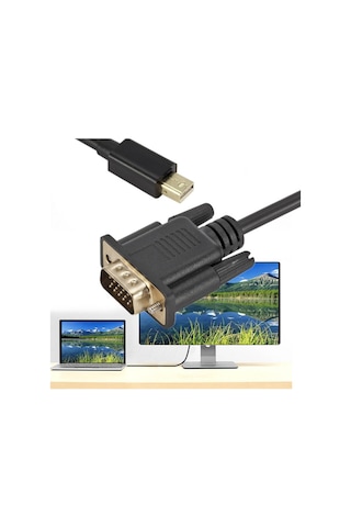 Wozlo 1.8m Mini Displayport To Vga Kablo - Active Mini Dp To Vga Çevirici 1080p 60hz Apple Uyumlu MacBook Pro Air