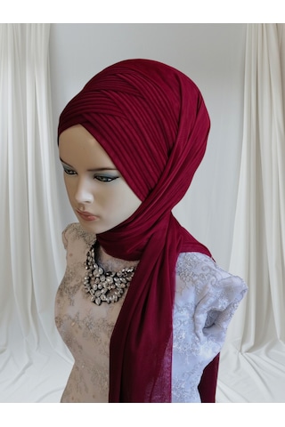 Tunahazırturban Bordo Sevda Şal Model Hazır Duvak Hazır Şal Hazır Türban Bordo