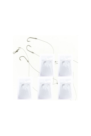 5 Li Paket - 3 İğneli Fırdöndülü Hazır Takım 70 Cm Misina Kurşun Bağlamalı