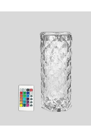 Kristal Rgb Led Li Kumandalı Masa Ve Gece Lambası Renkli Işık Modlarıyla Şık Dekoratif Aydınlatma Çokrenkli