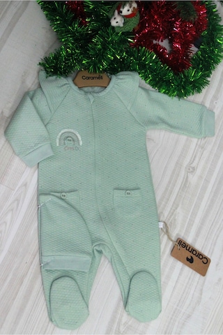 Caramell Barbosa Kız Bebek Trend Tulum %100 Pamuklu 0-3 Ay /3-6 Ay Patikli & 6-9 Ay / 9-12 Ay Patiksiz Sonbahar-kış Yeşil