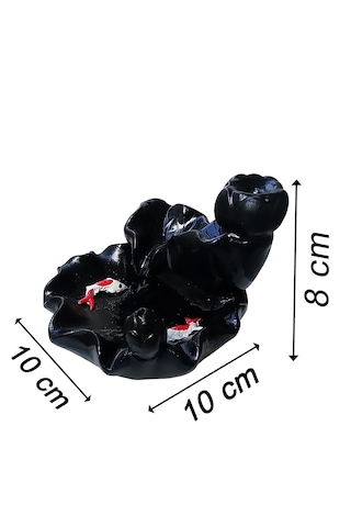 Havuzlu Ve Balık Figürlü Geri Akış Şelale Tütsülük Siyah