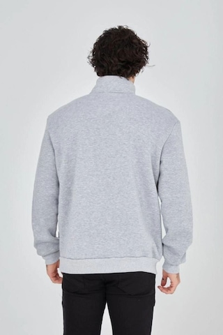 Vinevesta Erkek Yarım Fermuarlı Baskılı 3 İplik Pamuklu Sweatshirt - Gri Çok Renkli