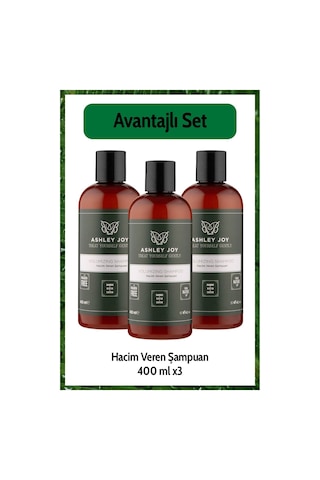 Ince Telli Saçlara Hacim Veren Bitki Özlü Dolgunlaştırıcı Biotin Ve Kafein Şampuan 400 Ml X3 Set