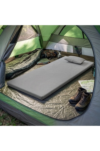 Nomad Yastık Hediyeli Full Ortopedik Taşınabilir Kamp Yatağı 6 Cm 1 80x190 Gri 80 X 190