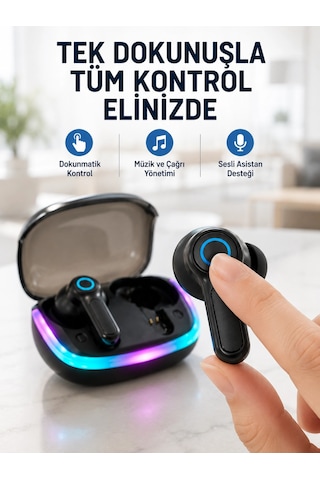 Bluetooth 5.4 Tws Kablosuz Kulaklık Quad Enc Mikrofonlu Rgb Şarj Kutulu Hd Ses