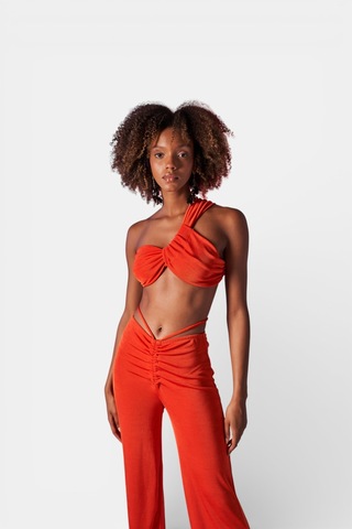 Holly Lolly Omuz Detaylı Beatrice Crop Turuncu