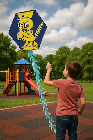 Uçurtma Altıgen Çıtalı Ipli Uçurtma Seti Kanarya Modeli