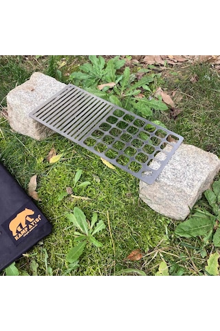 Kamp Ayısı Duowire Çantalı Dikdörtgen Çelik Bushcraft Izgara Teli Gri