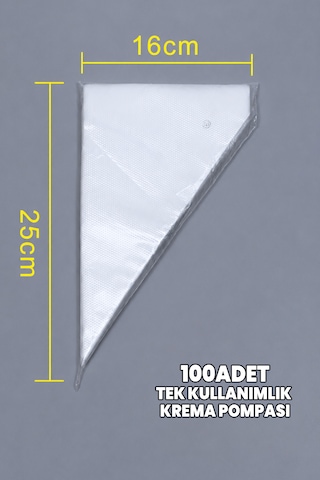 Kullan At Krema Torbası 100 Adet - Kaliteli Poşet Krema Torbası - Hijyenik Tek Kullanımlık - Ekstra Sağlam Şeffaf