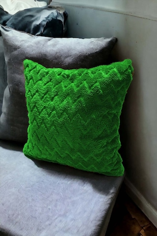 Bohem 4'lü Dekoratif Yastık Kılıfı Kırlent Kılıfı 43x43 Cm Yeşil Zikzak Desen Yeşil