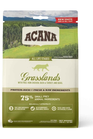 Acana Grasslands Ördek Tavuk Hindi ve Balıklı Tüm Irk Yetişkin Kedi Maması 1800 G
