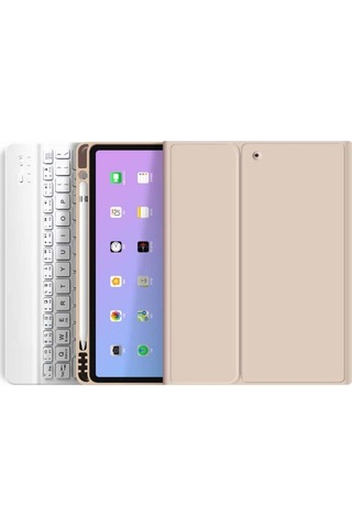 Apple Uyumlu iPad Pro 4. Nesil M2 2022 11 Inç Bluetooth Klavyeli Kılıf Kalem Bölmeli Türkçe Klavye Kılıf