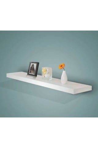 Duvar Rafı-gizli Bağlantılı Parlak Beyaz Uçan Raf-ebat 90cm 20cm