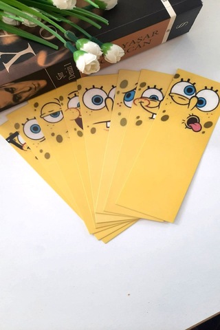 8'li Sünger Bob's Serisi Kitap Ayracı - Kalın Kuşe - 4,5x15cm -