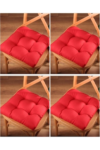 Altınpamuk Altınpamuk 4'Lü Lüx Pofidik Kırmızı Sandalye Minderi Özel Dikişli