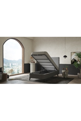 Ortopedik Lüx Yatak Baza Başlık Seti - Antrasit 90 x 190 CM