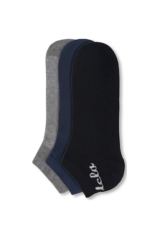 Ucla Adelıta 3'lü Siyah-lacivert-gri Kısa Jakarlı Pamuk Standard Fit Unisex Çorap