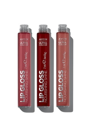 Avon Ultra Color Gleaming Guava + Peony Blush + Wisteria Glow Dudak Parlatıcısı 3'Lü