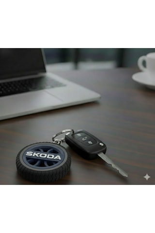 Skoda Uyumlu Özel Tasarım Anahtarlık - Premium Hafif Ve Dayanıklı Mavi