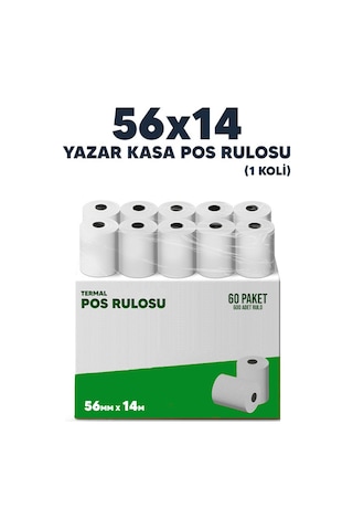 56x14 600 Pos Rulo Koli Termal Pos Rulosu / Pos Kağıdı