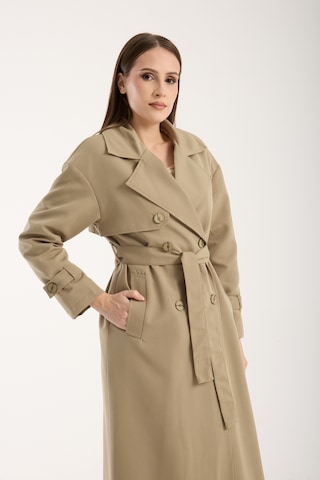 Açık Haki Oversize Rüzgarlık Detaylı Trençkot Açık Haki
