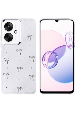 Zore Redmi 13c Kılıf Airbag Tasarımlı Simli Şeffaf Msra Kutup Kapak - Yıldız Yıldız