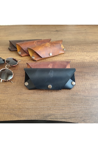 Sumerian Leather Craft Deri Gözlük Kılıfı Siyah