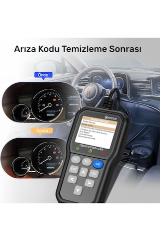 Npo Npc319 2.4" Türkçe Obdıı/eobd+can Modlu 63000 Hata Hafızalı Araç Arıza Tespit/silme Cihazı