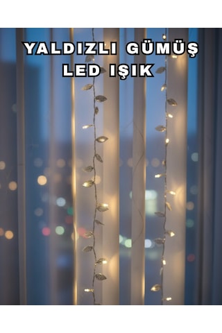Gümüş Yaprak Tasarımlı Led Işık Pilli Ev Vitrin Dekoru