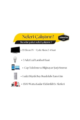 5000 Watt Tv Büyük Buzdolabı Solar Paketi 550w Güneş Paneli 1.6kw İnverter 200ah Jel Akü