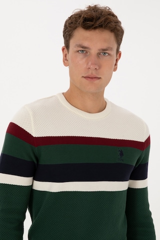 U.S. Polo Assn. Erkek Slim Fit Bisiklet Yaka Koyu Yeşil Kazak 50308234-VR079