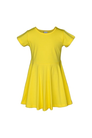Lovetti Sarı Kız Çocuk Düz Basic Kısa Kol Elbise 9560S015 Sarı