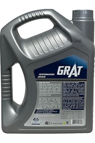 Grat Pro 5W-40 Tam Sentetik Motor Yağı 4 L