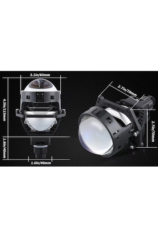 Vidalı Bi-led Far İçi Led Mercek 3 İnc Vidalı Somunlu Kısa Uzun Birlikte Uyumlu