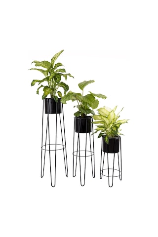 3’Lü Dekoratif Çiçeklik Ferforje Metal Ayaklı Çiçeklik Saksılık S (518859152)