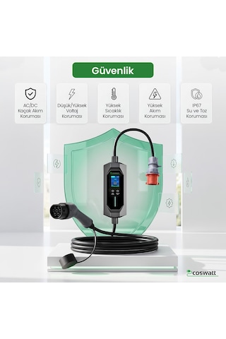 Cks Enerji Elektrikli Araba Taşınabilir Şarj Cihazı 11 Kw 16a Tip-2 5x16a 8 Metre Kablo (Türkçe Menü) Yerli Üretim