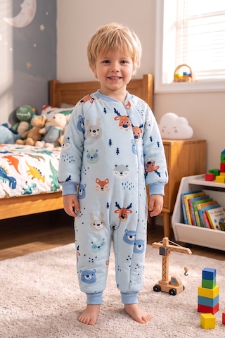 Babymod Ayıcık Desenli 2,5 Tog Elyaf Dolgulu Premium Kalite Kız Erkek Çocuk Uyku Tulumu Mavi