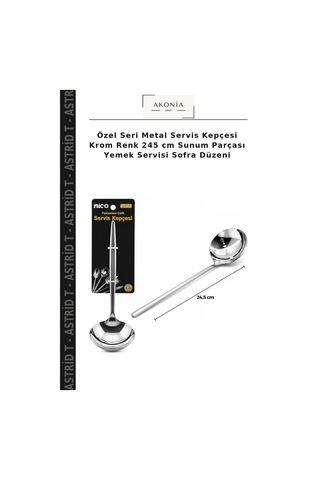 Özel Seri Metal Servis Kepçesi Krom Renk 245 Cm Sunum Parçası Yemek Servisi Sofra Düzeni